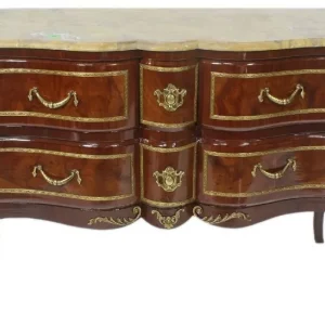 Ab Werk Casa Padrino Barock Kommode Braun / Gold / Creme 120 x 50 x H. 80 cm - Elegante Massivholz Kommode mit Schubladen und Marmorplatte - Möbel im Barockstil