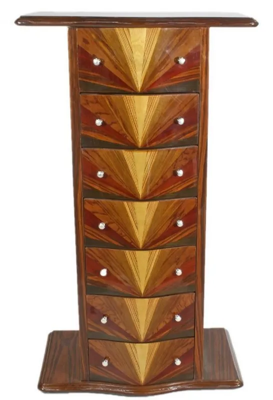 Schneller Versand Casa Padrino Art Deco Mahagoni Kommode mit 7 Schubladen und Ablagefläche Braun 70 x 40 x H. 120 cm - Art Deco Möbel