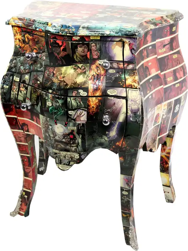 Casa Padrino Barock Kommode Comic Design 63 cm x H 75 cm Mod2 - Handgefertigtes Unikat -Limited Edition Kostenloser Versand