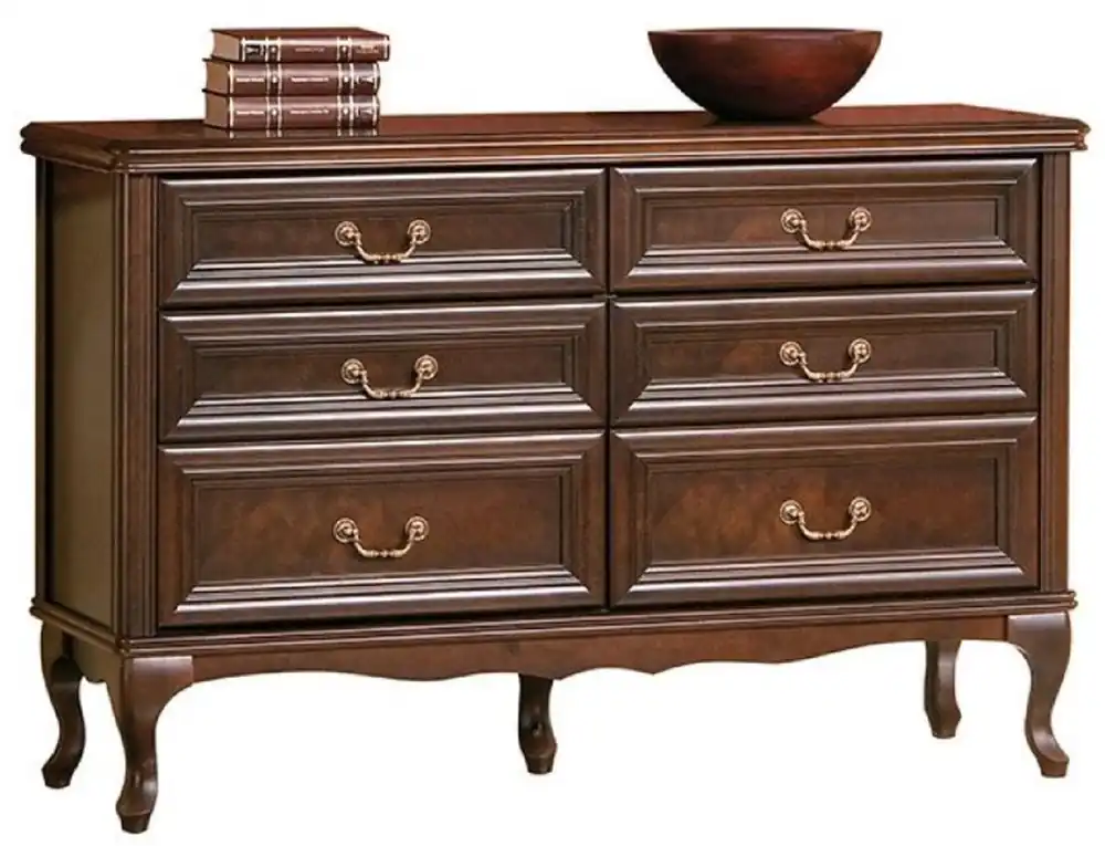Casa Padrino Luxus Jugendstil Massivholz Kommode mit 6 Schubladen Dunkelbraun 135 x 42,5 x H. 86,6 cm - Barock & Jugendstil Schlafzimmer Möbel Nur Heute