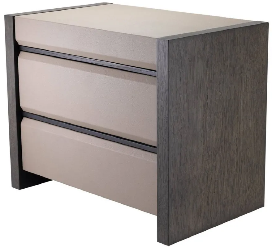 Jetzt Kaufen Casa Padrino Luxus Nachttisch Grau / Mokkafarben 76 x 46 x H. 61,5 cm - Beistelltisch mit 2 Schubladen und Lederoptik - Luxus Schlafzimmer Möbel