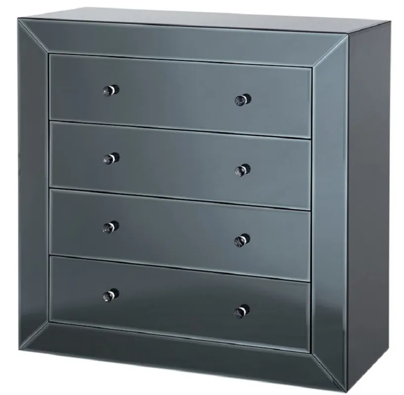 Meistverkauft Casa Padrino Luxus Spiegelglas Kommode mit 4 Schubladen Schwarz 100 x 47 x H. 100 cm - Luxus Möbel