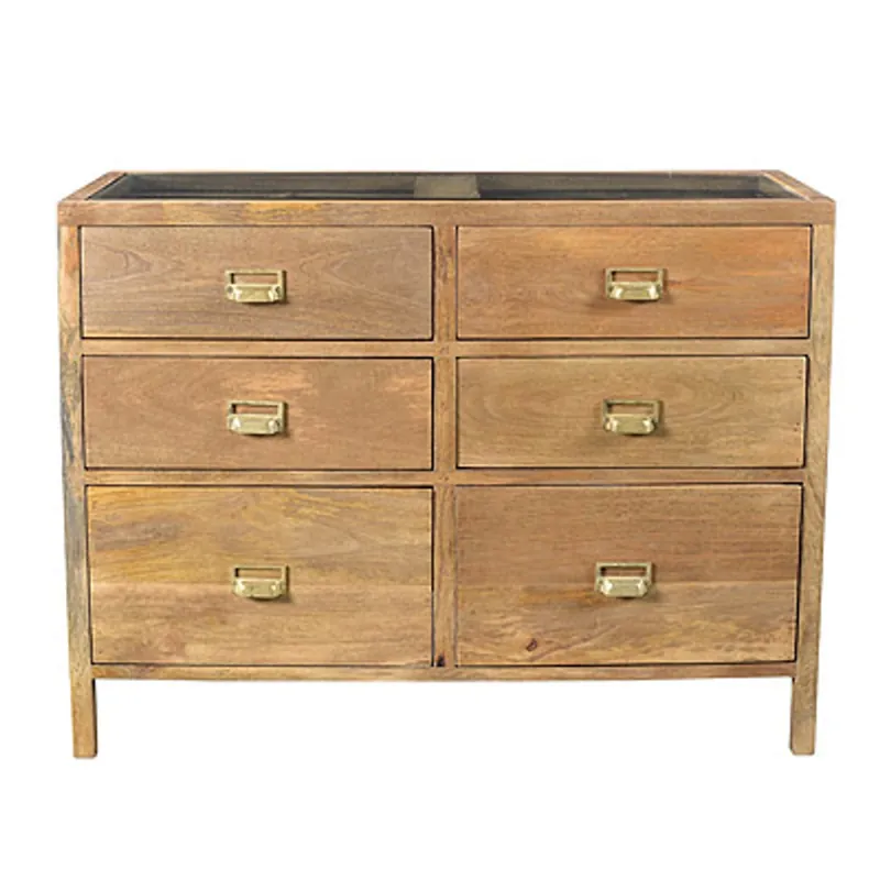 Markenprodukt Casa Padrino Designer Schubladenschrank Natur 99 x 40,5 x H.76 cm - Kommode - Handgefertigt aus massivem Holz!