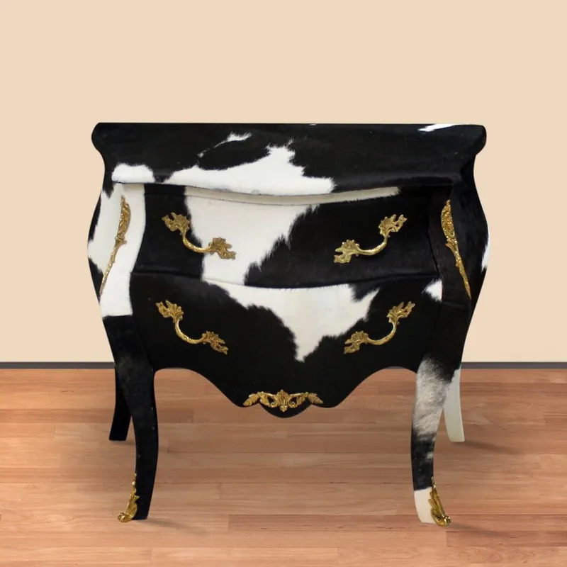 Kostenloser Rückversand Casa Padrino Barock Kuhfell Kommode Schwarz / Weiß 80 x 45 x H. 75 cm - Antik Stil Möbel