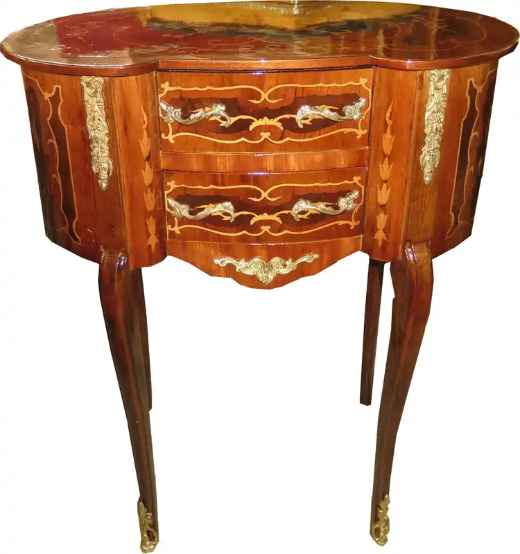 Top-Angebot Casa Padrino Barock Kommode Mahagoni Intrasien Oval mit 2 Schubladen - Nachtschrank Antik Stil