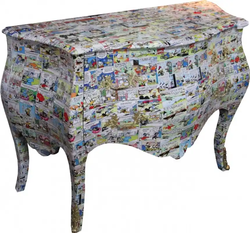 Casa Padrino Barock Kommode Comic Design 130 cm, Mod3 - Handgefertigt aus Massivholz - Limited Edition Saisonangebot