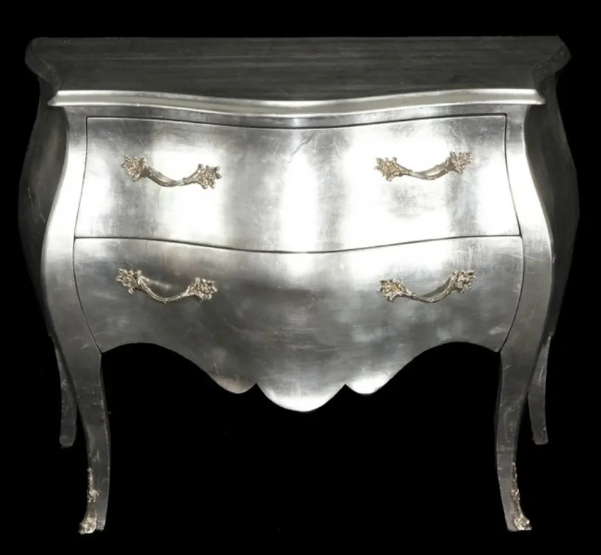 Gratis Versand Casa Padrino Barock Kommode Silber - Handgefertigte Barock Möbel