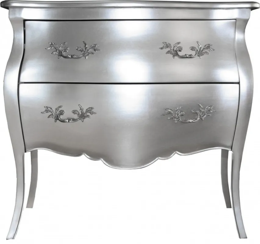 Nur Heute Casa Padrino Barock Kommode mit 2 Schubladen Mod2 Silber Breite 95 cm, Höhe 86 cm - Barock Möbel
