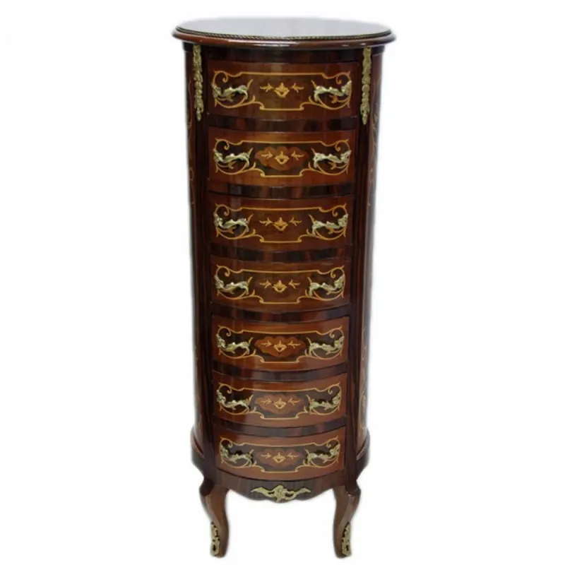 Casa Padrino Barock Kommode Rund mit 7 Schubladen Expressversand