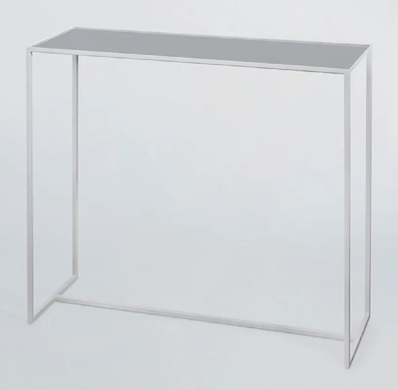 Casa Padrino Luxus Konsole Weiß / Grau / Schwarz 100 x 35 x H. 85 cm - Rechteckiger Metall Konsolentisch mit Spiegelglas Tischplatte - Wohnzimmer Möbel - Luxus Möbel Markenware