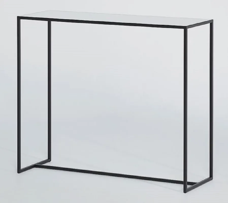 Casa Padrino Luxus Konsole Schwarz / Grau 100 x 35 x H. 85 cm - Rechteckiger Metall Konsolentisch mit Spiegelglas Tischplatte - Wohnzimmer Möbel - Luxus Möbel Günstig