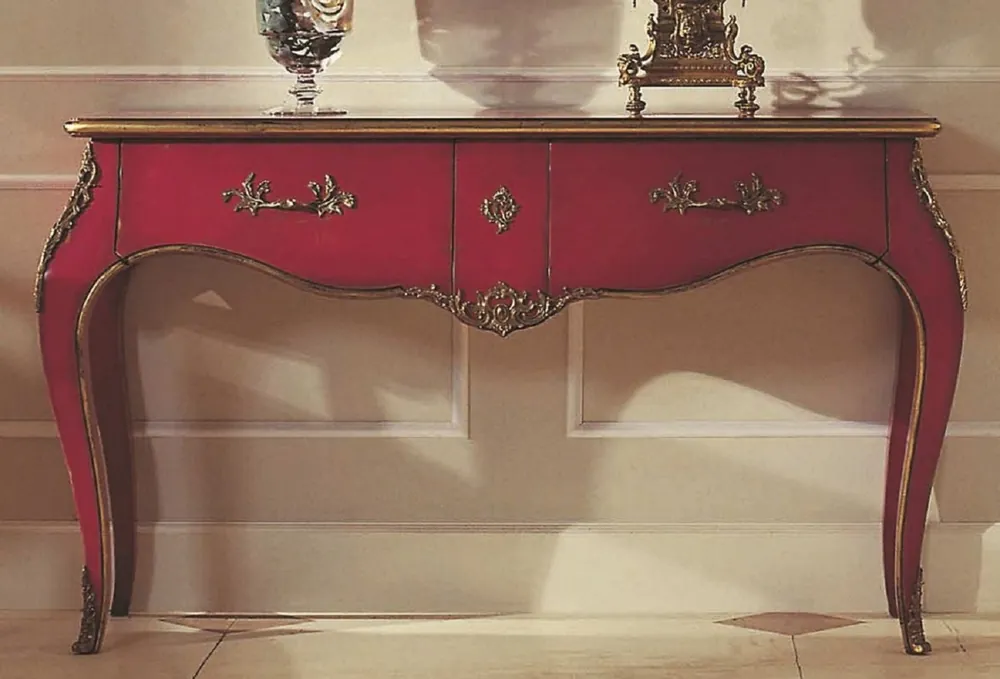 Jetzt Zugreifen Casa Padrino Luxus Barock Konsole Bordeauxrot / Antik Gold - Handgefertigter Konsolentisch mit 2 Schubladen - Luxus Wohnzimmer Möbel im Barockstil - Barock Möbel - Luxus Qualität - Made in Italy