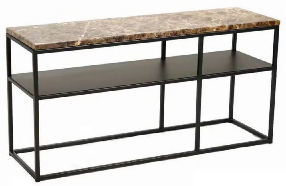 Begrenztes Angebot Casa Padrino Luxus Konsole Braun / Schwarz 100 x 30 x H. 50 cm - Moderner Metall Konsolentisch mit Marmorplatte - Wohnzimmer Möbel - Büro Möbel