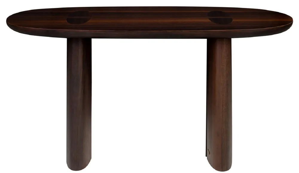 Casa Padrino Luxus Eukalyptus Furnier Konsole Dunkelbraun 140 x 45 x H. 75 cm - Massivholz Konsolentisch - Wohnzimmer Möbel - Luxus Qualität Premium