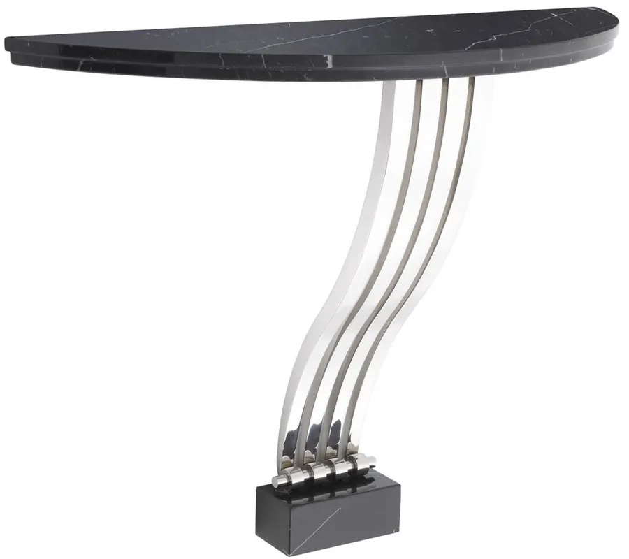 Casa Padrino Designer Konsole Schwarz / Silber 99 x 35 x H. 77,5 cm - Marmor Konsolentisch mit Edelstahl Gestell - Designer Möbel - Luxus Qualität Gleich Bestellen