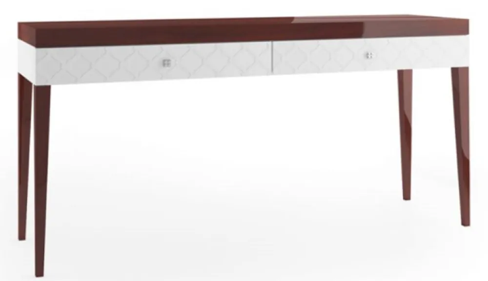 Casa Padrino Luxus Konsolentisch mit 2 Schubladen Hochglanz Braun / Weiß 171,4 x 45 x H. 83 cm - Luxus Möbel Wochenendangebot
