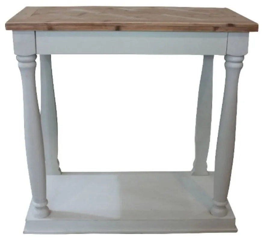 Casa Padrino Landhausstil Konsole Weiß / Naturfarben 81 x 40 x H. 80 cm - Handgefertigter Landhausstil Konsolentisch Sonderaktion