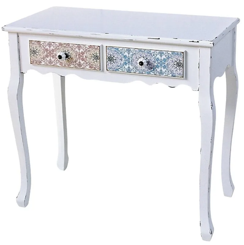 Casa Padrino Landhausstil Konsole Antik Weiß / Mehrfarbig 80 x 40 x H. 74 cm - Shabby Chic Möbel Super-Preis