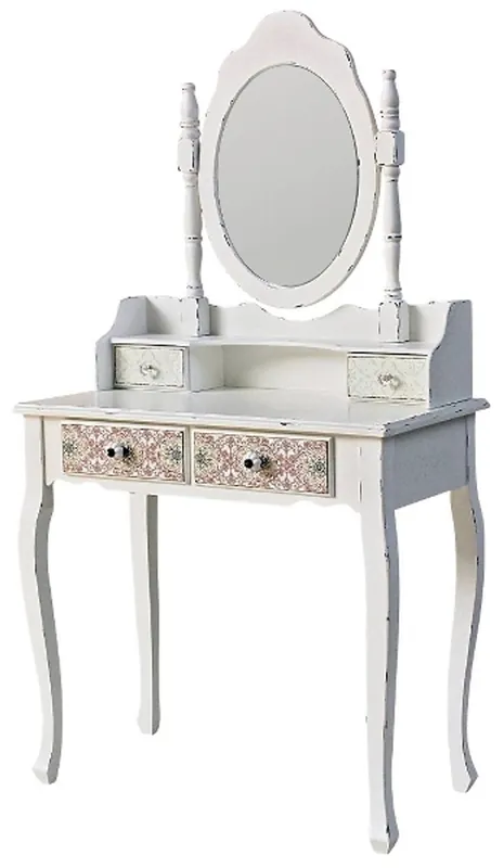 Billig Casa Padrino Landhausstil Schminktisch Antik Weiß / Mehrfarbig 75 x 40 x H. 140 cm - Möbel im Shabby Chic Design