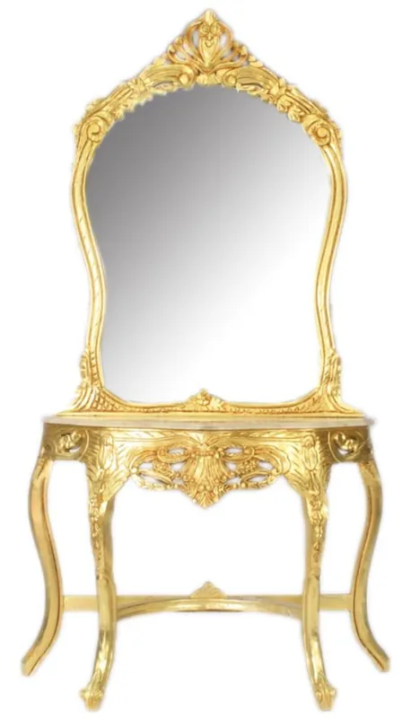 Großhandel Casa Padrino Barock Spiegelkonsole Gold / Creme 95 x 40 x H. 190 cm - Barockstil Schminkkonsole