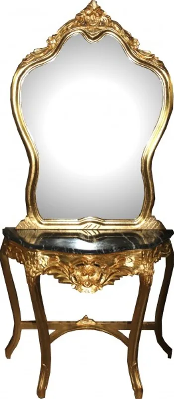 Casa Padrino Barock Spiegelkonsole mit Marmorplatte Gold Mod2 - Antik Look Großhandel