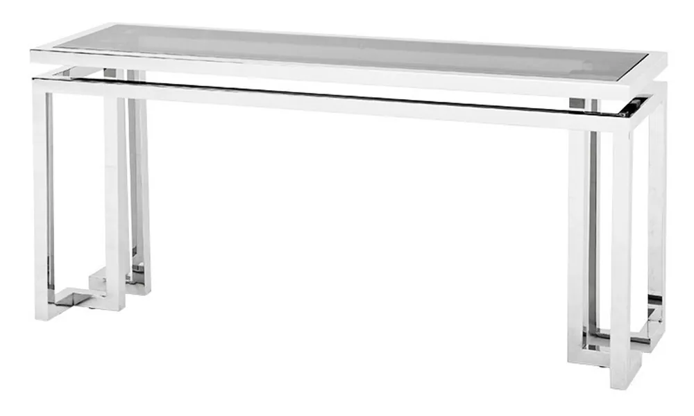 Bestpreis Casa Padrino Luxus Konsole Edelstahl / getöntes Glas 160 x 45 x H. 76 cm - Konsolen Tisch - Sekretär Konsole - Telefontisch - Hotel Möbel