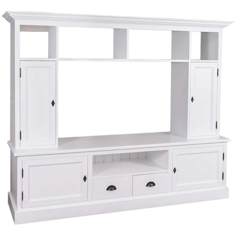 Neu Casa Padrino Landhausstil Wohnzimmer Fernsehschrank Weiß 207 x 46 x H. 166 cm - Landhausstil Wohnzimmermöbel