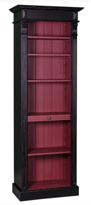 Casa Padrino Landhausstil Regalschrank Antik Schwarz / Brombeerfarben 70 x 39 x H. 197 cm - Landhausstil Kollektion Handgefertigt