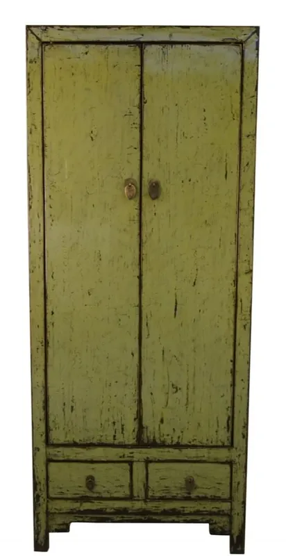 Casa Padrino Landhausstil Schrank Antik Stil Grün 75 x 40 x H. 180 cm - Landhausstil Kollektion Handgefertigt