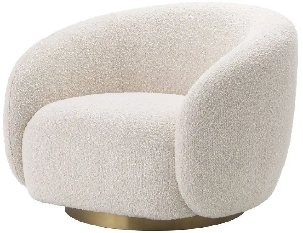 Direktkauf Casa Padrino Luxus Drehsessel Creme / Messingfarben 96 x 85 x H. 70 cm - Wohnzimmer Sessel - Luxus Möbel