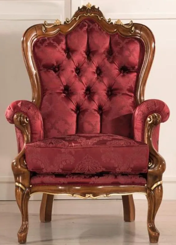 Casa Padrino Luxus Barock Wohnzimmer Sessel mit elegantem Muster Bordeauxrot / Braun / Gold 85 x 85 x H. 112 cm - Barockstil Wohnzimmer Möbel - Edel & Prunkvoll Neue Kollektion