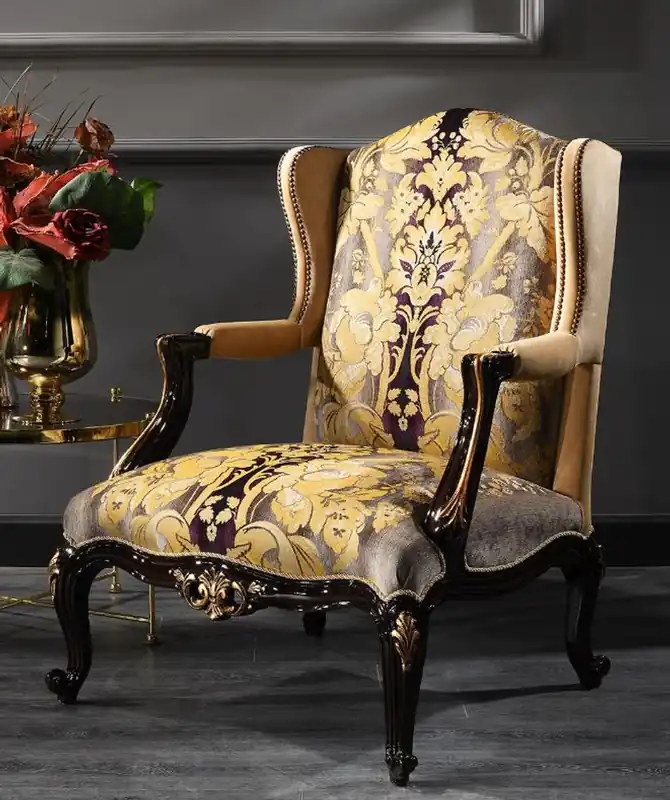 Casa Padrino Luxus Barock Ohrensessel79 x 80 x H. 108 cm - Edler Wohnzimmer Sessel im Barockstil - Luxus Qualität Handgefertigt