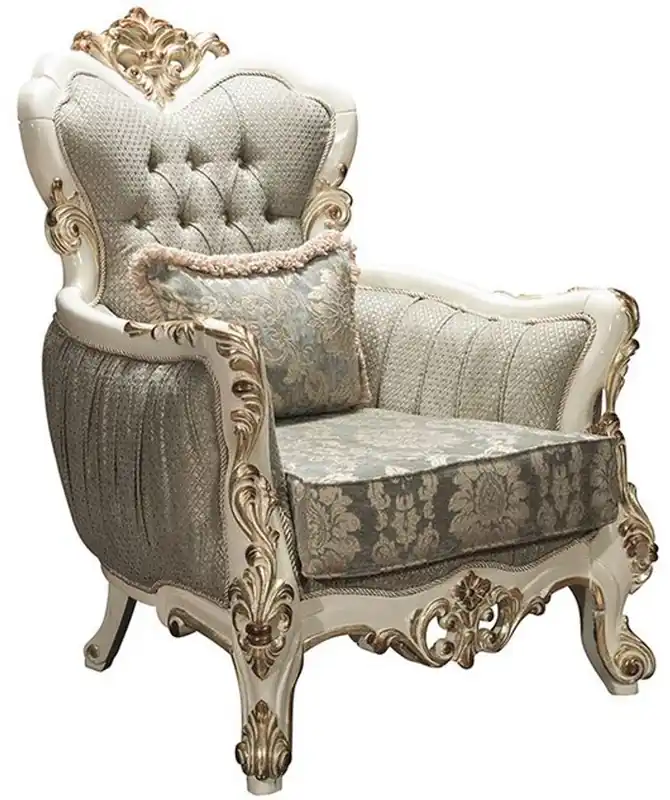 Preis Gesenkt Casa Padrino Luxus Barock Wohnzimmer Sessel Grau / Weiß / Gold 90 x 85 x H. 115 cm - Prunkvoller Sessel mit Glitzersteinen und dekorativem Kissen - Edle Barockmöbel