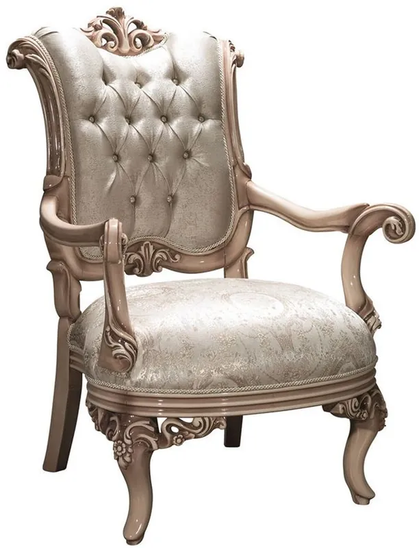Casa Padrino Luxus Barock Sessel mit Glitzersteinen Silber / Creme / Beige 80 x 80 x H. 110 cm - Prunkvoller Wohnzimmer Sessel im Barockstil Abverkauf