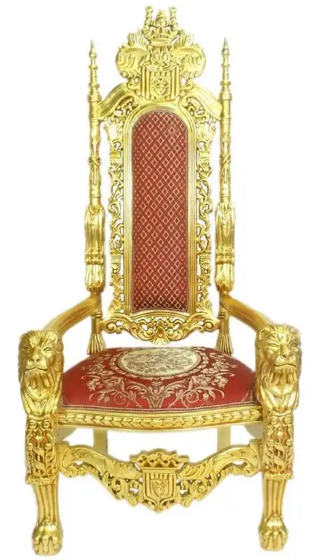 Casa Padrino Barock Thron Sessel Löwe Rot / Gold 70 x 60 x H. 180 cm - Prunkvoller Riesensessel - Königssessel - Hochzeitssessel - Barockmöbel Wochenendangebot