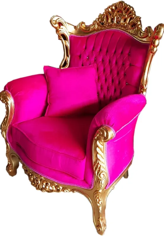 Casa Padrino Barock Sessel Al Capone Pink / Gold mit Bling Bling Glitzersteinen - Limited Edition Finale Aktion
