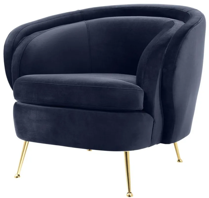 Casa Padrino Luxus Wohnzimmer Samtsessel Mitternachtsblau / Messingfarben 92 x 85 x H. 79 cm - Luxus Möbel Solange Der Vorrat Reicht