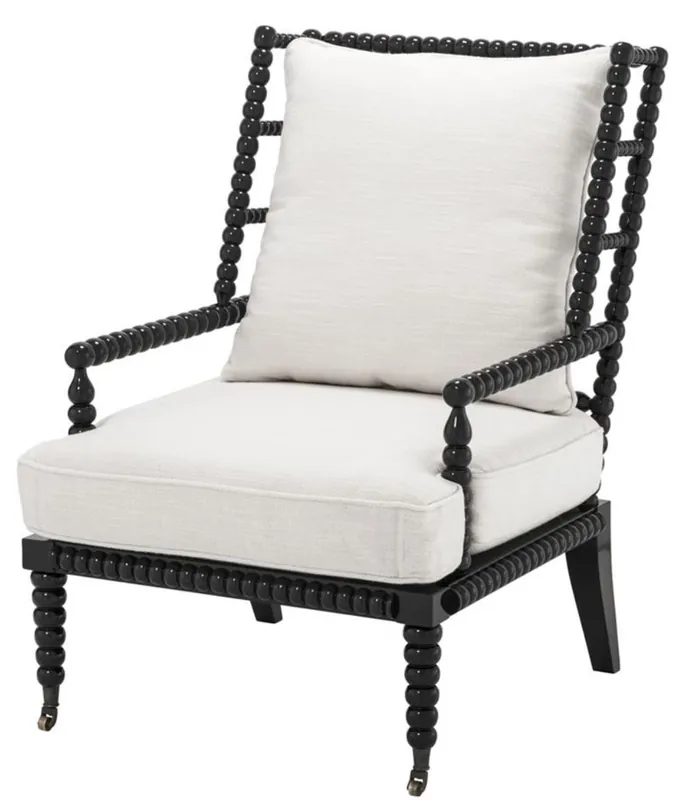 Heißes Angebot Casa Padrino Luxus Mahagoniholz Sessel Schwarz / Weiß 72 x 95 x H. 108,5 cm - Hotel Möbel