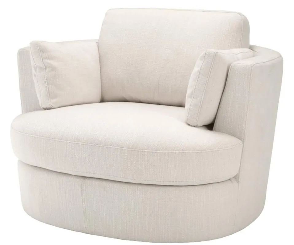 Jetzt Kaufen Casa Padrino Luxus Sessel / Drehsessel Weiß 110 x 100 x H. 70 cm - Wohnzimmermöbel