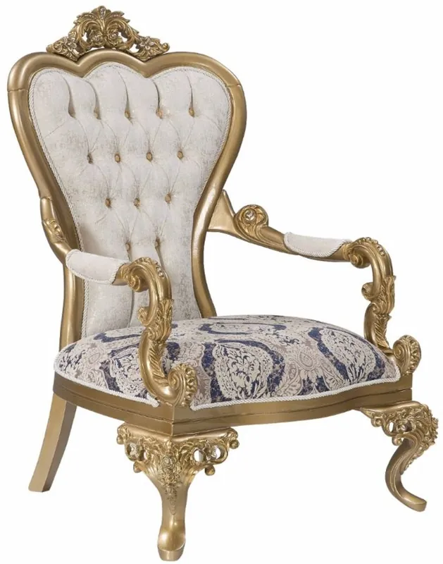 Online Kaufen Casa Padrino Luxus Barock Sessel Blau / Weiß / Gold 89 x 94 x H. 122 cm - Wohnzimmer Möbel im Barockstil - Edel & Prunkvoll