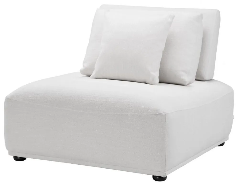 Casa Padrino Luxus Sessel Weiß / Schwarz 93 x 109 x H. 83 cm - Wohnzimmer Sessel mit Rückenlehne und 2 Kissen - Wohnzimmer Möbel Billig