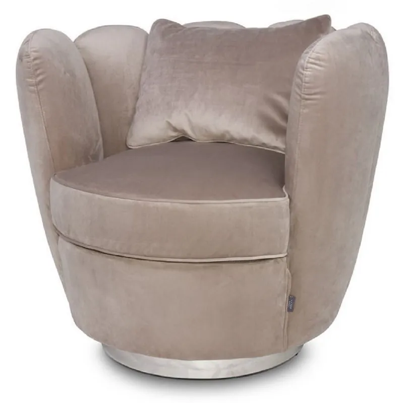 Casa Padrino Designer Samt Sessel Champagnerfarben 85 x 77 x H. 75 cm - Designer Wohnzimmer Möbel - Luxus Kollektion Neue Kollektion