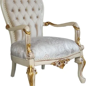 Ab Werk Casa Padrino Barock Luxus Salon Sessel mit Bling Bling Glitzersteinen Creme / Elfenbein / Gold - Luxus Hotel Möbel - Made in Italy
