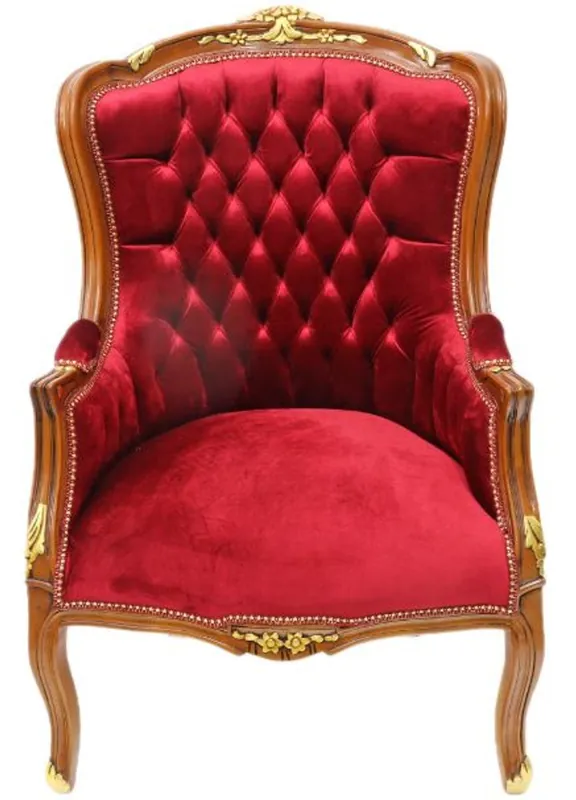 Billig Casa Padrino Barock Lounge SesselMahagoni Braun / Bordeaux 70 cm x 60 cm x H. 105cm - Massivholz