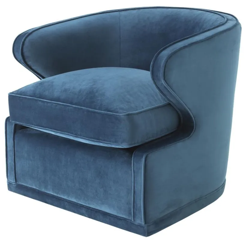 Casa Padrino Wohnzimmer Sessel / Drehsessel Blau 75 x 80 x H. 73 cm - Luxus Wohnzimmermöbel Exklusiv