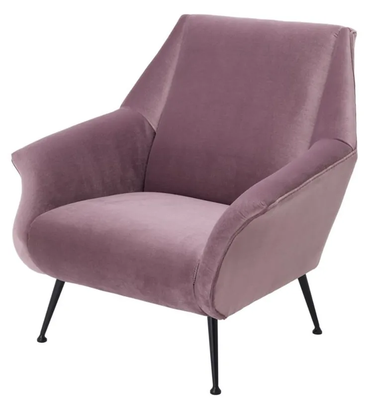Casa Padrino Luxus Sessel in lila mit schwarzen Beinen 88 x 80 x H. 91 cm - Designer Club Möbel Preisknaller