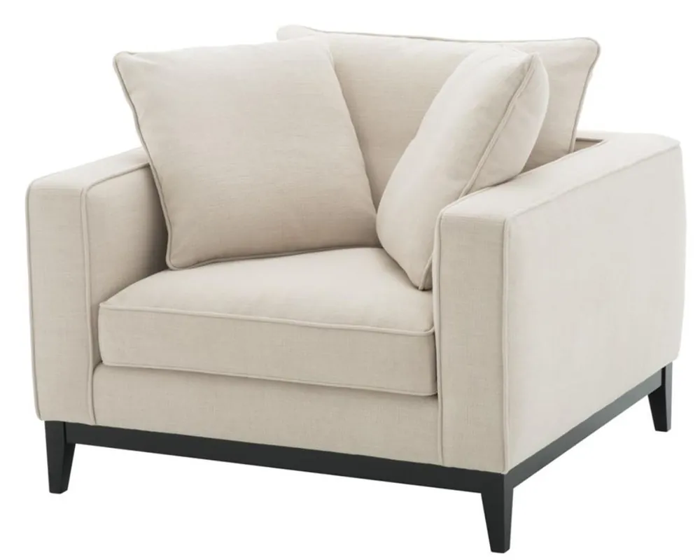 Casa Padrino Luxus Wohnzimmer Sessel Naturfarbig 116 x 106 x H. 94 cm - Luxus Möbel Sofort Bestellen