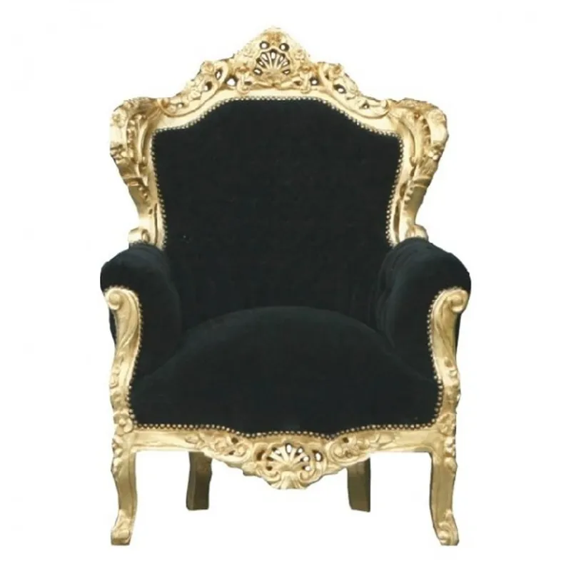 Highlight Casa Padrino Barock Sessel King Schwarz / Gold - Antik Stil Sessel Barockmöbel Barocksessel