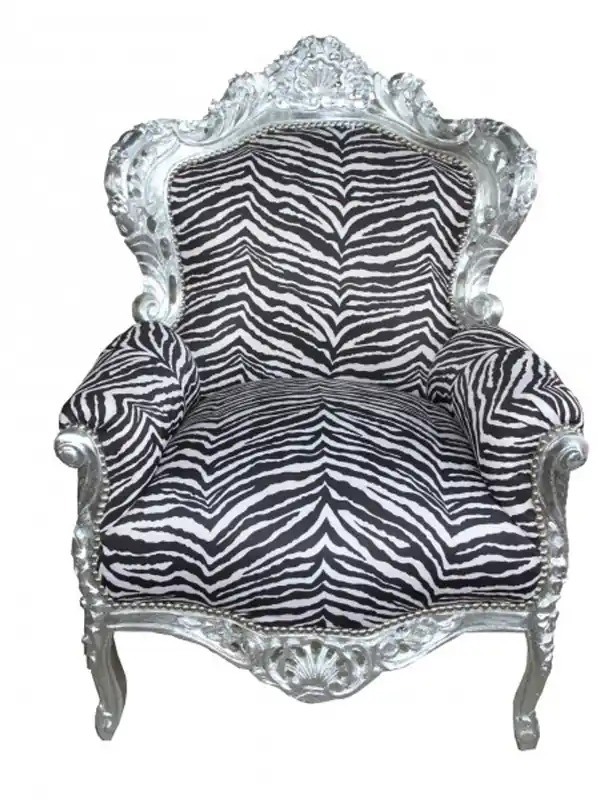 Heißes Angebot Casa Padrino Barock Sessel King Zebra / Silber - Antik Stil Möbel