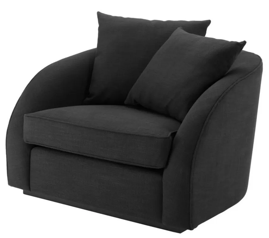 Casa Padrino Luxus Hotel Salon Sessel Schwarz 101 x 91 x H. 72 cm - Wohnzimmer Möbel Schnäppchen